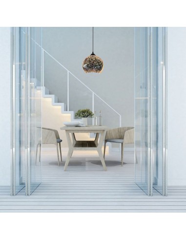 40111-Lampadario LED a Sospensione con Portalampada E Max  Campana in Vetro Colore Cromo Specchio con Effetto D d cm-3