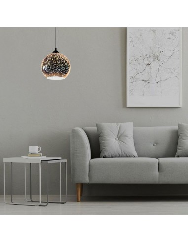 40111-Lampadario LED a Sospensione con Portalampada E Max  Campana in Vetro Colore Cromo Specchio con Effetto D d cm-4