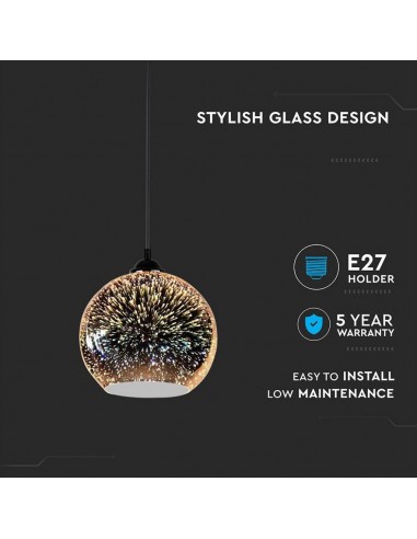 40111-Lampadario LED a Sospensione con Portalampada E Max  Campana in Vetro Colore Cromo Specchio con Effetto D d cm-5