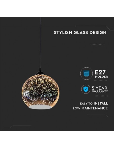 40111-Lampadario LED a Sospensione con Portalampada E Max  Campana in Vetro Colore Cromo Specchio con Effetto D d cm-5