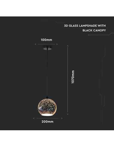 40121-Lampadario LED a Sospensione con Portalampada E Max  Campana in Vetro Colore Cromo Specchio con Effetto D d cm-2