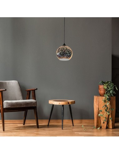 40121-Lampadario LED a Sospensione con Portalampada E Max  Campana in Vetro Colore Cromo Specchio con Effetto D d cm-3