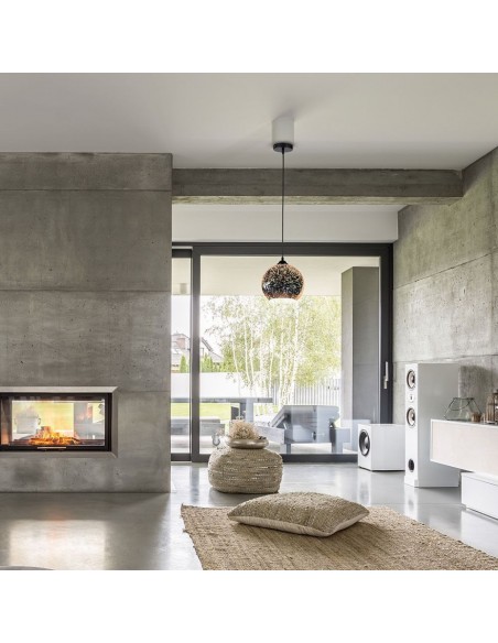 40121-Lampadario LED a Sospensione con Portalampada E Max  Campana in Vetro Colore Cromo Specchio con Effetto D d cm-4