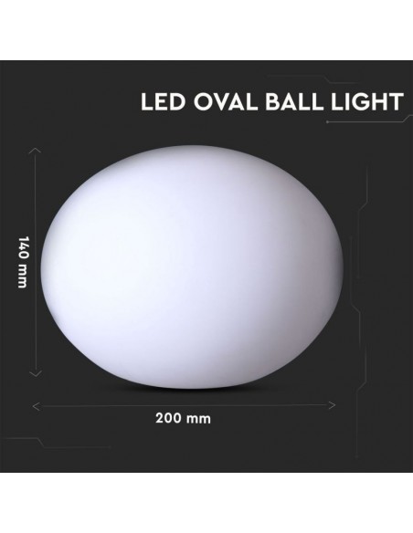 40141-Palla Ovale LED  RGB con Telecomando IR  Tasti e Alimentatore  Dimmerabile-2