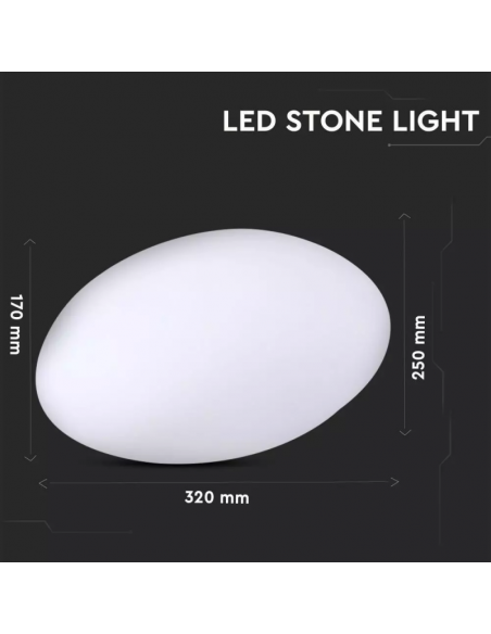 40171-Sasso LED  RGB con Telecomando IR  Tasti e Alimentatore  Dimmerabile-2