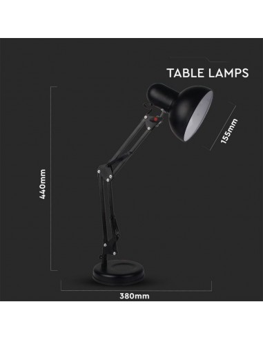 40341-Lampada LED da Tavolo con Attacco E e Braccio Regolabile Colore Nero-2