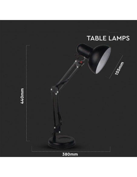 40341-Lampada LED da Tavolo con Attacco E e Braccio Regolabile Colore Nero-2