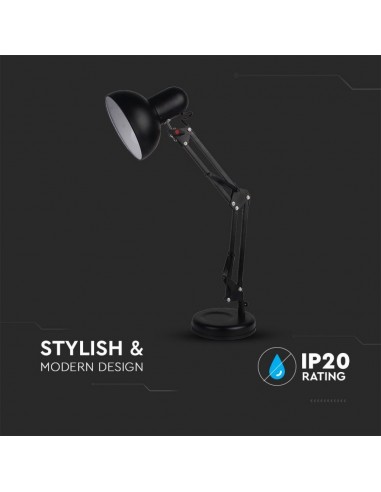 40341-Lampada LED da Tavolo con Attacco E e Braccio Regolabile Colore Nero-5