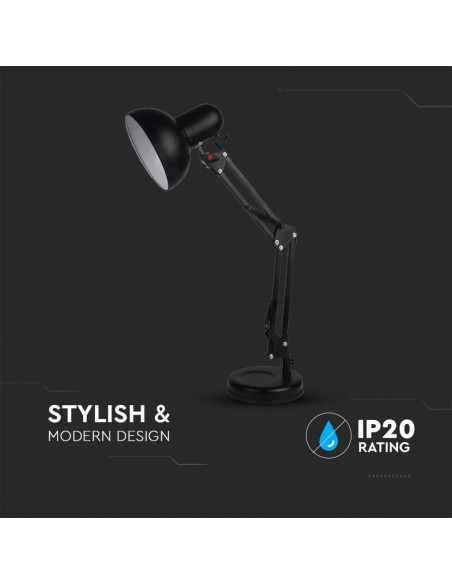 40341-Lampada LED da Tavolo con Attacco E e Braccio Regolabile Colore Nero-5