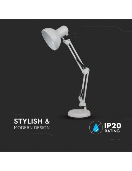 40351-Lampada LED da Tavolo con Attacco E e Braccio Regolabile Colore Bianco-5