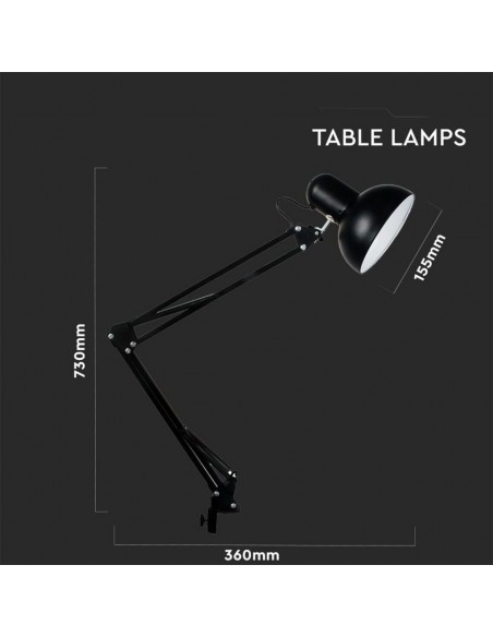 40361-Lampada LED da Tavolo con Attacco E con Staffa d'Aggancio e Braccio Regolabile Colore Nero-2