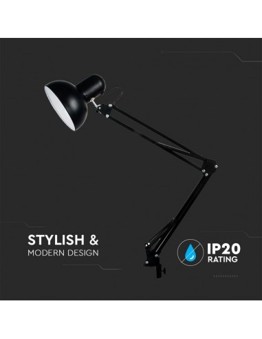 40361-Lampada LED da Tavolo con Attacco E con Staffa d'Aggancio e Braccio Regolabile Colore Nero-5