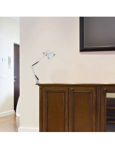 40371-Lampada LED da Tavolo con Attacco E con Staffa d'Aggancio e Braccio Regolabile Colore Bianco-3