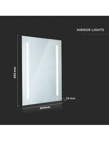 40441-Specchio LED Rettangolare da Bagno  LM/W con Anti Appannamento   IP-2
