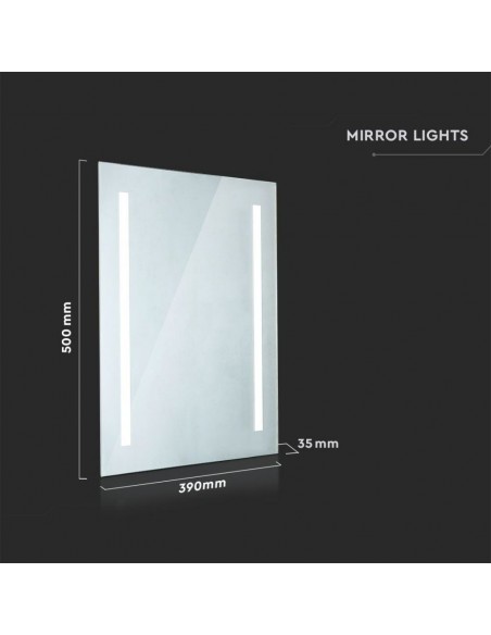 40441-Specchio LED Rettangolare da Bagno  LM/W con Anti Appannamento   IP-2