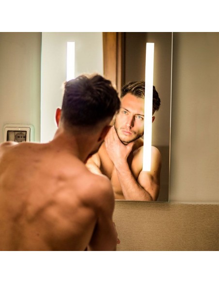 40441-Specchio LED Rettangolare da Bagno  LM/W con Anti Appannamento   IP-3