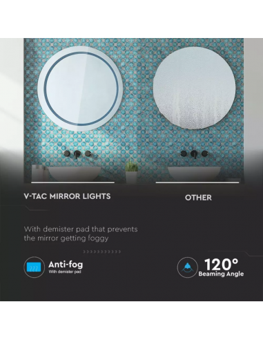 40481-Specchio LED Rotondo  con Sistema Anti-appannamento xmm  IP-3