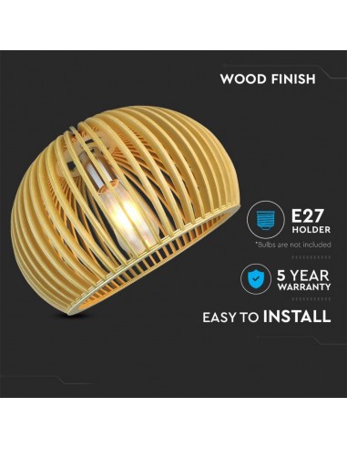 40531-Lampadario LED in Legno a Sospensione con Portalampada E Max  Cappuccio Cromato e Paralume Rotondo d xmm m Cavo-5
