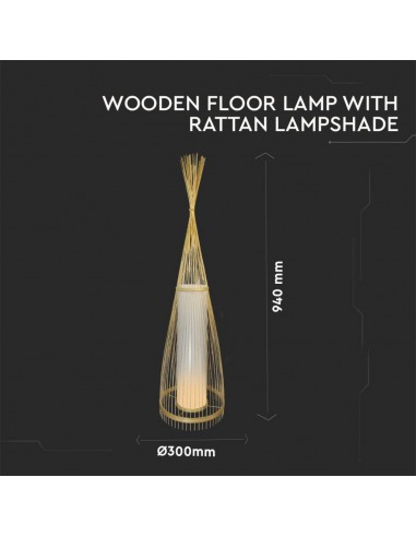 40571-Lampadario LED in Legno a Terra con Portalampada E Max  hcm -2