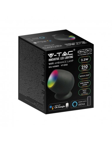 405851-Lampada LED da Tavolo  Smart WiFi Compatibile con Google Assistent e Amazon Alexa RGB  in CCT Dimmerabile Colore Nero-2