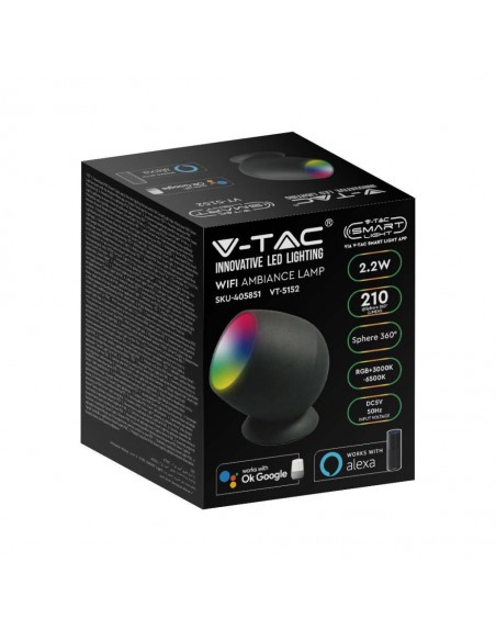 405851-Lampada LED da Tavolo  Smart WiFi Compatibile con Google Assistent e Amazon Alexa RGB  in CCT Dimmerabile Colore Nero-2