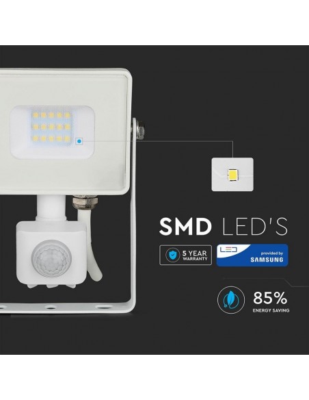 434-Faro LED Chip Samsung  con Sensore di Movimento e Crepuscolare e Interruttore Manuale di Bloccaggio Colore Bianco  -6