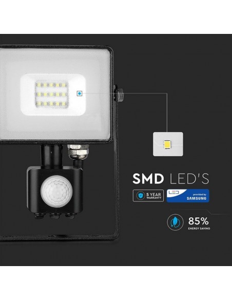 436-Faro LED Chip Samsung  con Sensore di Movimento e Crepuscolare e Interruttore Manuale di Bloccaggio Colore Nero  -6