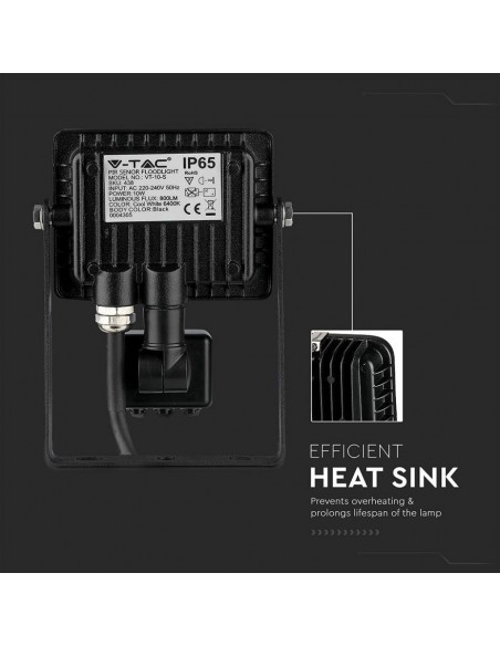 436-Faro LED Chip Samsung  con Sensore di Movimento e Crepuscolare e Interruttore Manuale di Bloccaggio Colore Nero  -7