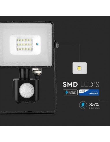 437-Faro LED Chip Samsung  con Sensore di Movimento e Crepuscolare e Interruttore Manuale di Bloccaggio Colore Nero  -6