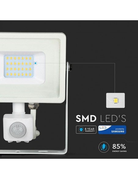 448-Faro LED Chip Samsung  con Sensore di Movimento e Crepuscolare e Interruttore Manuale di Bloccaggio Colore Bianco  -6