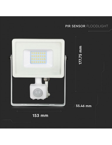 449-Faro LED Chip Samsung  con Sensore di Movimento e Crepuscolare e Interruttore Manuale di Bloccaggio Colore Bianco  -3