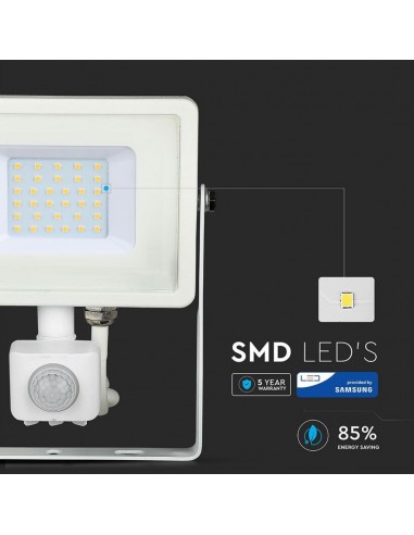 458-Faro LED Chip Samsung  con Sensore di Movimento e Crepuscolare e Interruttore Manuale di Bloccaggio Colore Bianco  -6