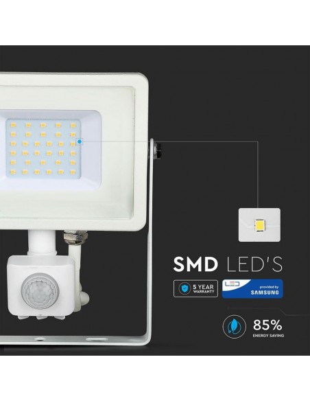 458-Faro LED Chip Samsung  con Sensore di Movimento e Crepuscolare e Interruttore Manuale di Bloccaggio Colore Bianco  -6