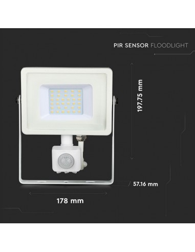 459-Faro LED Chip Samsung  con Sensore di Movimento e Crepuscolare e Interruttore Manuale di Bloccaggio Colore Bianco  -3