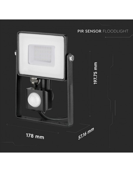 460-Faro LED Chip Samsung  con Sensore di Movimento e Crepuscolare e Interruttore Manuale di Bloccaggio Colore Nero  -3