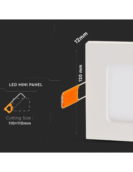 4863-Mini Pannello LED  Montaggio ad Incasso Quadrato -3