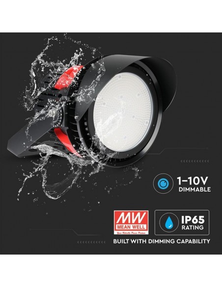 Faro LED Chip Samsung 500W 135LM/W con Driver MeanWell Nero e Rosso 45° 5000K Dimmerabile IP65