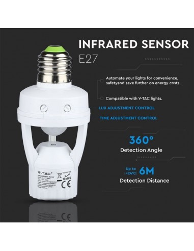 4982-Portalampada E con Sensore di Movimento a Infrarossi  Max  IP-4