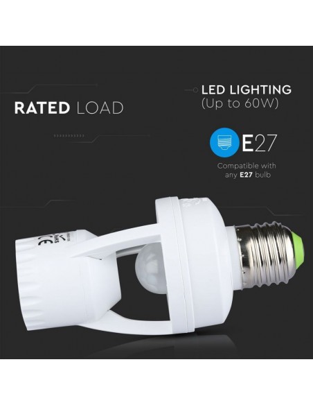 4982-Portalampada E con Sensore di Movimento a Infrarossi  Max  IP-5