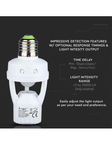 4982-Portalampada E con Sensore di Movimento a Infrarossi  Max  IP-6