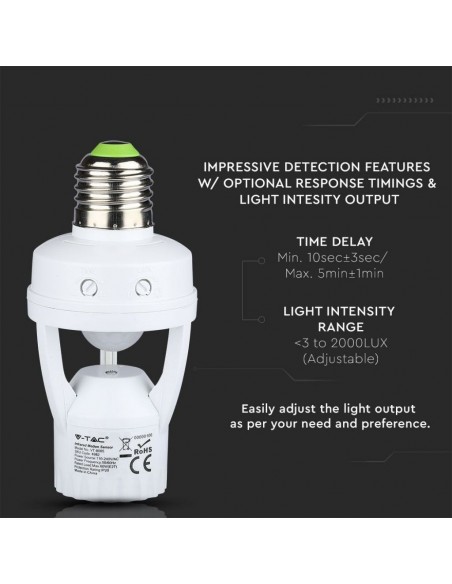 4982-Portalampada E con Sensore di Movimento a Infrarossi  Max  IP-6