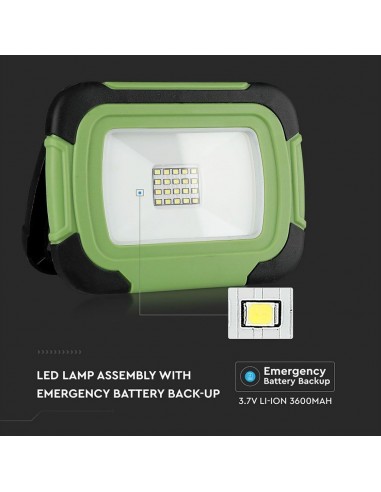 502-Faro LED Chip Samsung  Ricaricabile con Sos Flash Colore Nero e Verde  IP-6