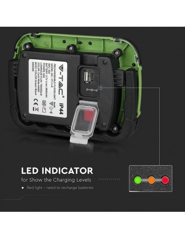 502-Faro LED Chip Samsung  Ricaricabile con Sos Flash Colore Nero e Verde  IP-7