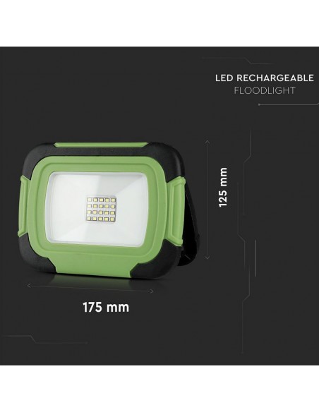 503-Faro LED Chip Samsung  Ricaricabile con USB Colore Nero e Verde  IP-3