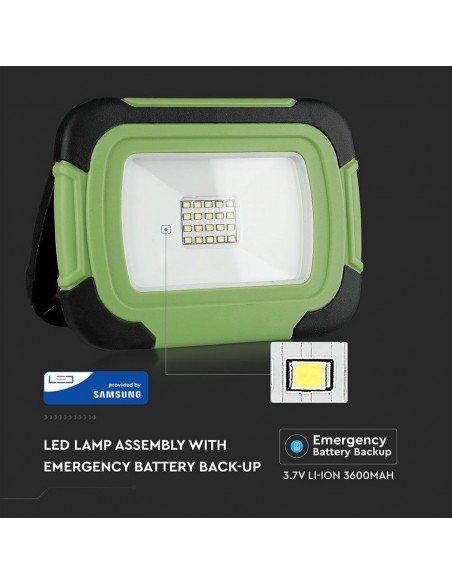 503-Faro LED Chip Samsung  Ricaricabile con USB Colore Nero e Verde  IP-5