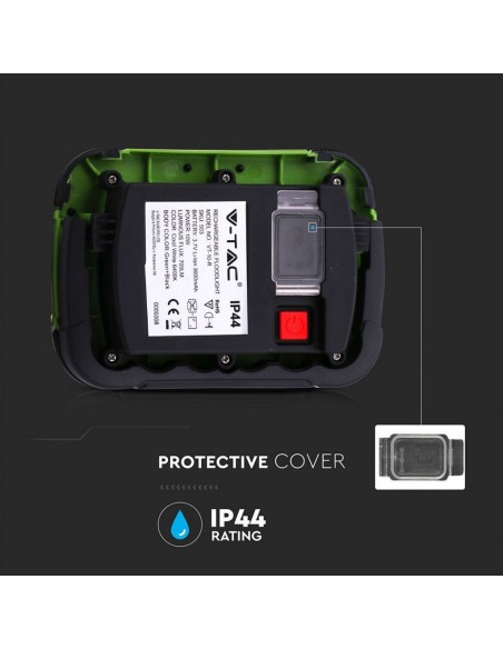 Faro LED Chip Samsung 10W Ricaricabile con USB Nero e Verde 6400K IP44