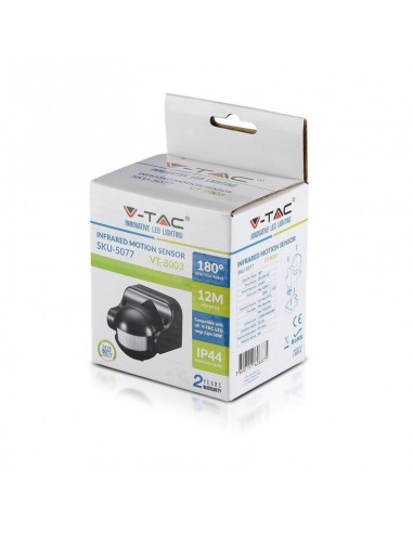 5077-Sensore di Movimento a Infrarossi  Orientabile Montaggio a Plafone Colore Nero Max  IP-2