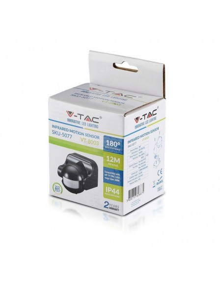 5077-Sensore di Movimento a Infrarossi  Orientabile Montaggio a Plafone Colore Nero Max  IP-2