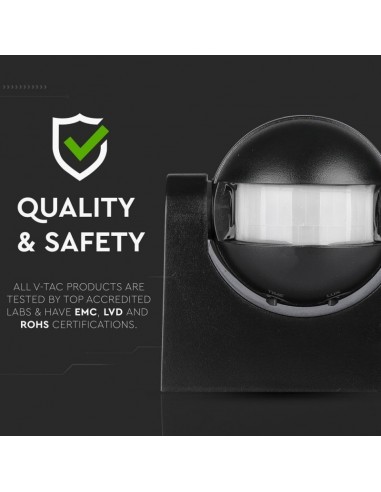 5077-Sensore di Movimento a Infrarossi  Orientabile Montaggio a Plafone Colore Nero Max  IP-7