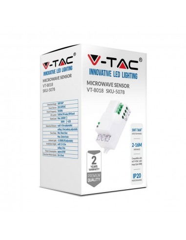 5078-Sensore di Movimento a Microonde - Montaggio a Plafone Colore Bianco Max  IP-2